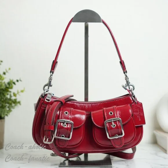 Coach CBJ01 Ashton Leather Shoulder Bag Crossbody in Dark Cardinal - Picture 1 of 11